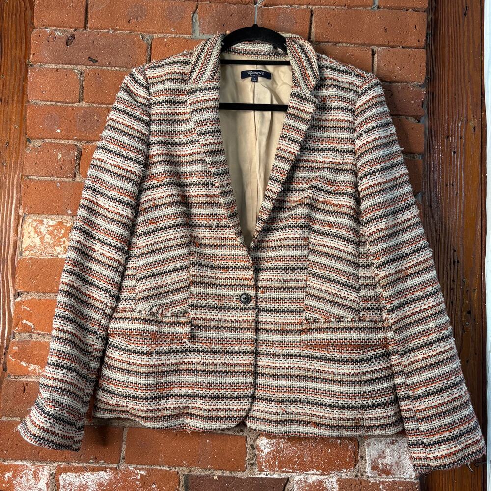Madewell Crossweave Tweed Textured Blazer Sz 6 Career Academia Professional